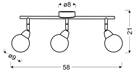 BOLO LAMPA SUFITOWA LISTWA 3X6W LED SMD GŁÓWKA OKRĄGŁA 1E Z PRZEGUBEM KLOSZ WYMIENNY KD SYSTEM CHROM/BEZBARWNY