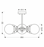 Lens lampa sufitowa czarny+patynowy 5x40w e14 klosz bezbarwny