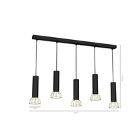 Milagro - Lampa wisząca DANTE Black/Gold 5x mini GU10