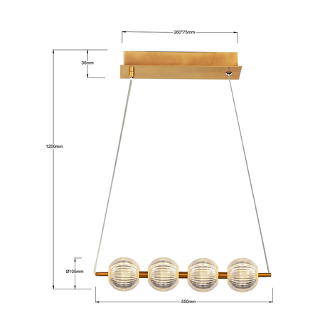 Lampa wisząca Brillant 4 złota LED CCT