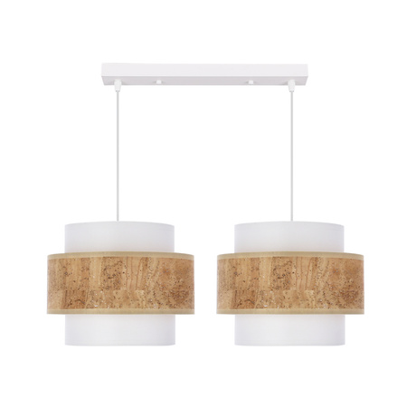 Candellux - Cork Lampa Wisząca Biały 2X40W E27 Abażur Biały+Beżowy