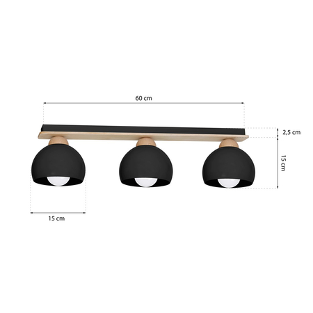Milagro - Lampa sufitowa DAMA BLACK 3xE27