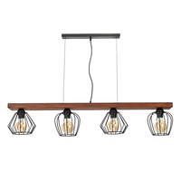 Milagro - Lampa wisząca OZZY BLACK / WOOD 4xE27 60W