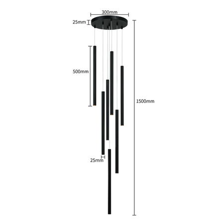Lampa wisząca Lungo 7 czarna 7xG9