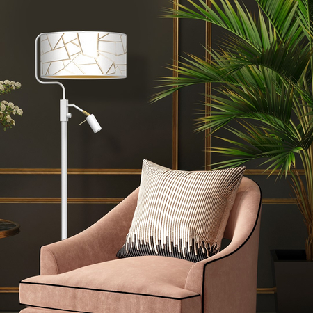Milagro - Lampa podłogowa ZIGGY WHITE White/Gold 1xE27 +        1x mini GU10