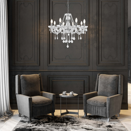 Lampa wisząca Cristallo srebrna 8xE14