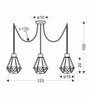 Primo p lampa wisząca czarny+złoty 3x60w e27 klosz czarny