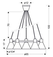 Candellux - More Lampa Wisząca 5X40W E27 Czarny Matowy