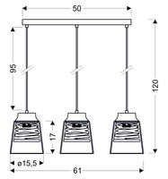 FRESNO LAMPA WISZĄCA CZARNY 3X60W E27 KLOSZ BEZBARWNY