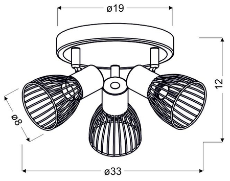 MODO LAMPA SUFITOWA PLAFON 3X40W E14 CZARNY+CHROM