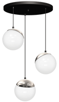 Milagro - Lampa wisząca SFERA BLACK/CHROME 3xE14