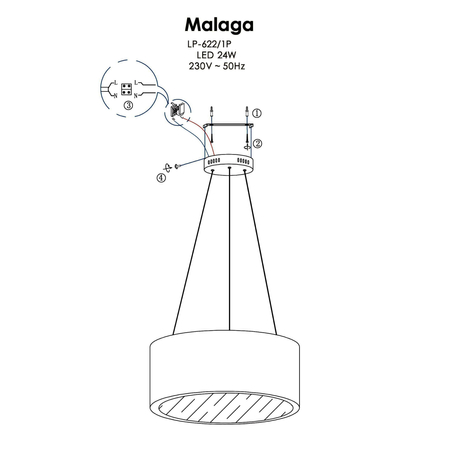 Lampa wisząca Malaga biała LED 3000K