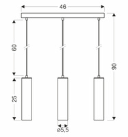 Candellux - Tubo Lampa Wisząca Czarny 3X25W Gu10 Klosz 25Cm Czarny