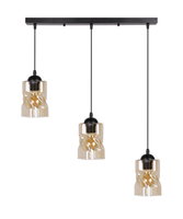 Felis lampa wisząca czarny 3x60w e27 klosz bursztynowy