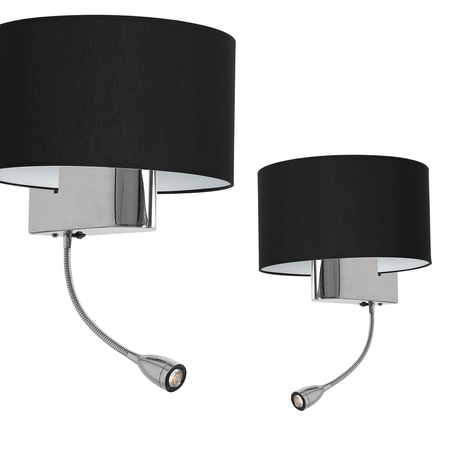 Milagro - Kinkiet CASINO BLACK/CHROME 1xE27 + 1W LED
