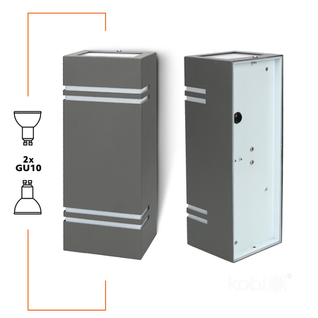 Kinkiet ogrodowy QUAZAR 7 2xGU10 IP44 szary Kobi