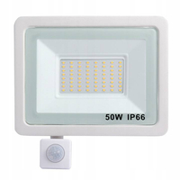 NAŚWIETLACZ HALOGEN Z CZUJNIKIEM RUCHU BIAŁY 50W B.ZIMNA 6000K