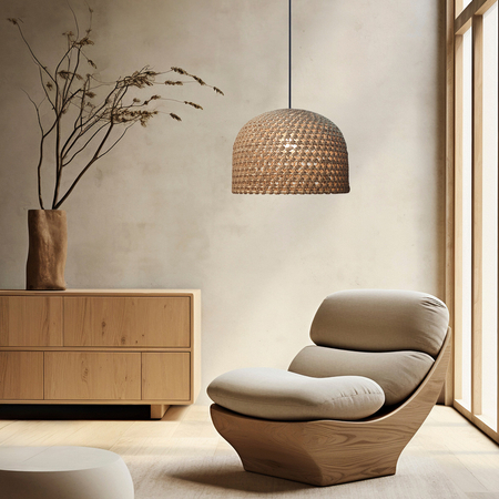 Rattanowa lampa wisząca Kanso 40 cm jasne drewno 1xE27