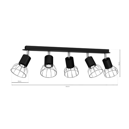 Milagro - Lampa Sufitowa DANTE BLACK/SILVER 5x mini GU10
