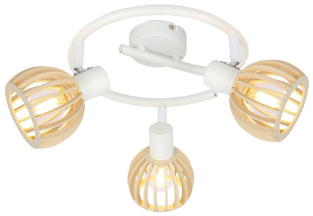 Candellux - Atarri Lampa Sufitowa Spirala 3X25W E14 Biały+Drewno