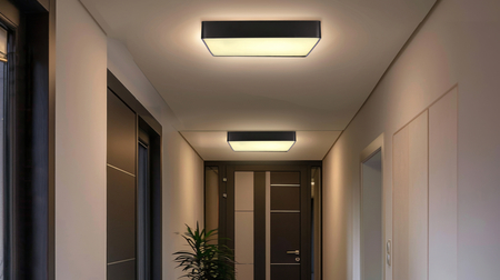Quattro lampa sufitowa plafon kwadrat czarny 35x35 18W LED 4000K klosz bia³y