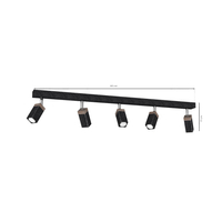 Milagro - Lampa sufitowa SOLO SAWN BLACK / PATINATED WOOD 5x mini GU10