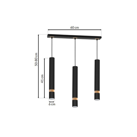 Milagro - Lampa wisząca JOKER BLACK/WOOD 3xGU10