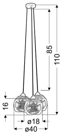 TRIO 1 LAMPA WISZĄCA 3X60W E27 CHROM