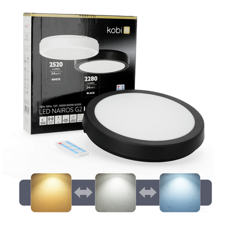 Plafon z czujnikiem ruchu LED NAIROS G2 24W 3CCT LX IP65 czarny Kobi Premium
