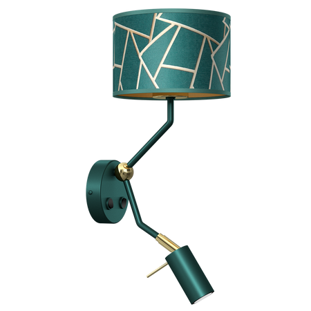 Milagro - Kinkiet ZIGGY GREEN Gold/Bottle green  1xE27+1x mini GU10