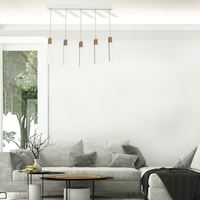 Milagro - Lampa wisząca SOLO SAWN WHITE / PATINATED WOOD 5x mini GU10