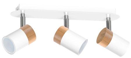 Milagro - Lampa sufitowa JOKER WHITE/WOOD 3xGU10