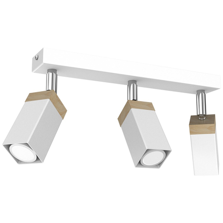 Milagro - Lampa sufitowa SOLO SAWN WHITE / PATINATED WOOD 3x mini GU10