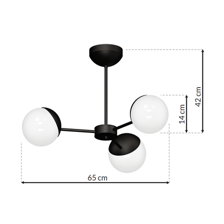 Milagro - Żyrandol SFERA BLACK 3xE14