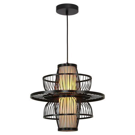 Rattanowa lampa wisząca Astra czarna 1xE27