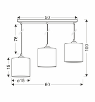LEGNO LAMPA WISZĄCA CZARNY 15 3X40W E27 ABAŻUR ORZECHOWY