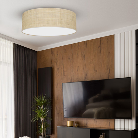 Milagro - Lampa sufitowa MARSHALL WHITE / RATTAN 3xE27