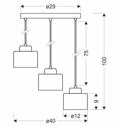 Candellux - Wama Lampa Wisząca Czarny 3X40W E27 Klosz Czarny+Srebrny