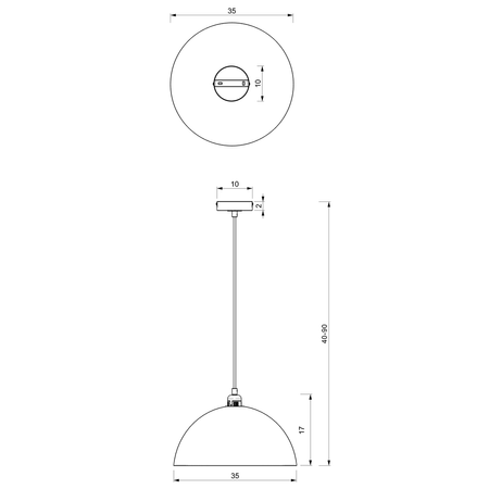 Milagro - Lampa wisząca BETA BLACK/WHITE 1xE27 35cm