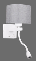POLO KINKIET 1X40W E27 + 2W LED BIAŁY ABAŻ. OKRĄGŁY SZARY