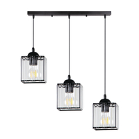GLASSIA LAMPA WISZĄCA CZARNY 3X40 E27 KLOSZ CZARNY+KRYSZTAŁY BEZBARWNE