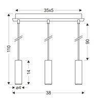 LAMPA WISZĄCA DALLAS 142 MM 3 ZŁOTY