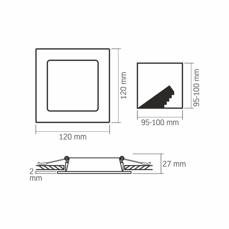 Oprawa podtynkowa LED biała kwadrat 6W 450lm 4000K