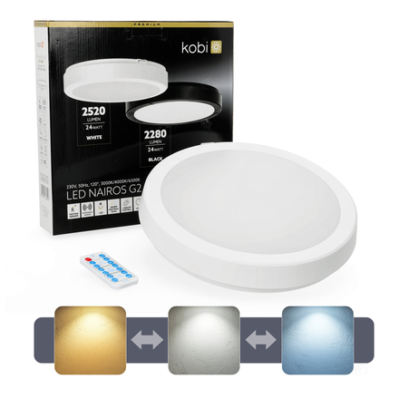 Plafon z czujnikiem ruchu LED NAIROS G2 24W 3CCT LX IP65 biały Kobi Premium