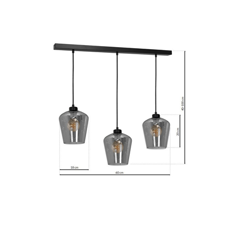 Milagro - Lampa wisząca SANTIAGO SMOKED 3xE27