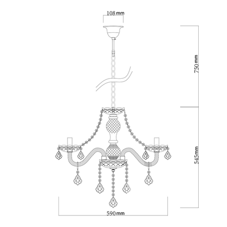 Lampa wisząca Cristallo srebrna 5xE14