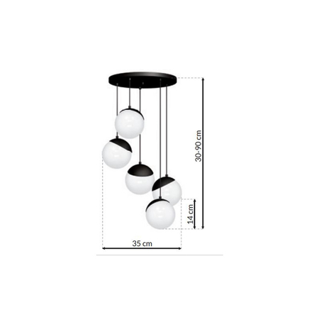 Milagro - Lampa wisząca SFERA BLACK 5xE14