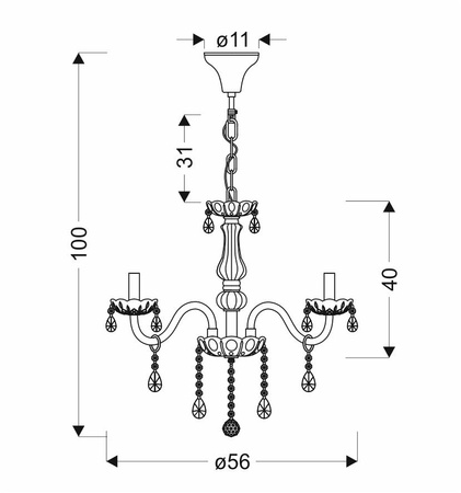 Candellux - Cristallo Lampa Wisząca Chromowy 5X40W E14 Transparentny