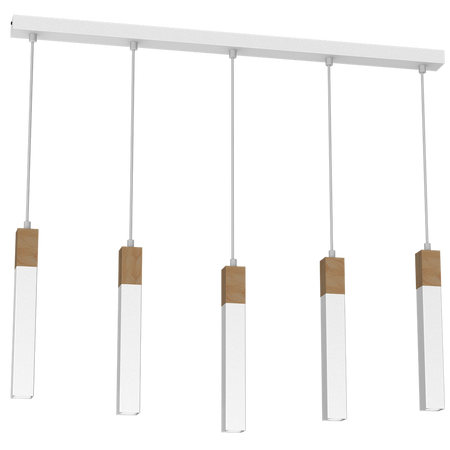 Milagro - Lampa wisząca SOLO SAWN WHITE / PATINATED WOOD 5x mini GU10