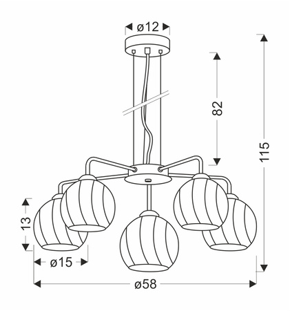 Candellux - Larix Lampa Wisząca Chromowy 5X40W E27 Klosz Biały